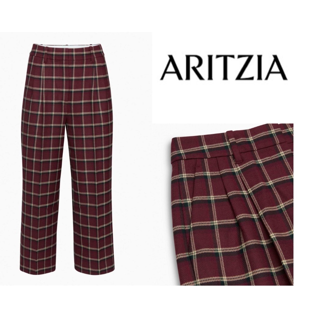 Wilfred the Effortless Cropped Pant in spiced burgundy plaid - size 6